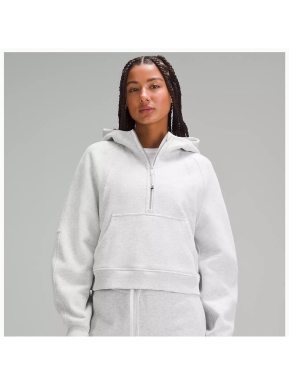 Lululemon Light Grey Scuba Hoodie Crop size M/L